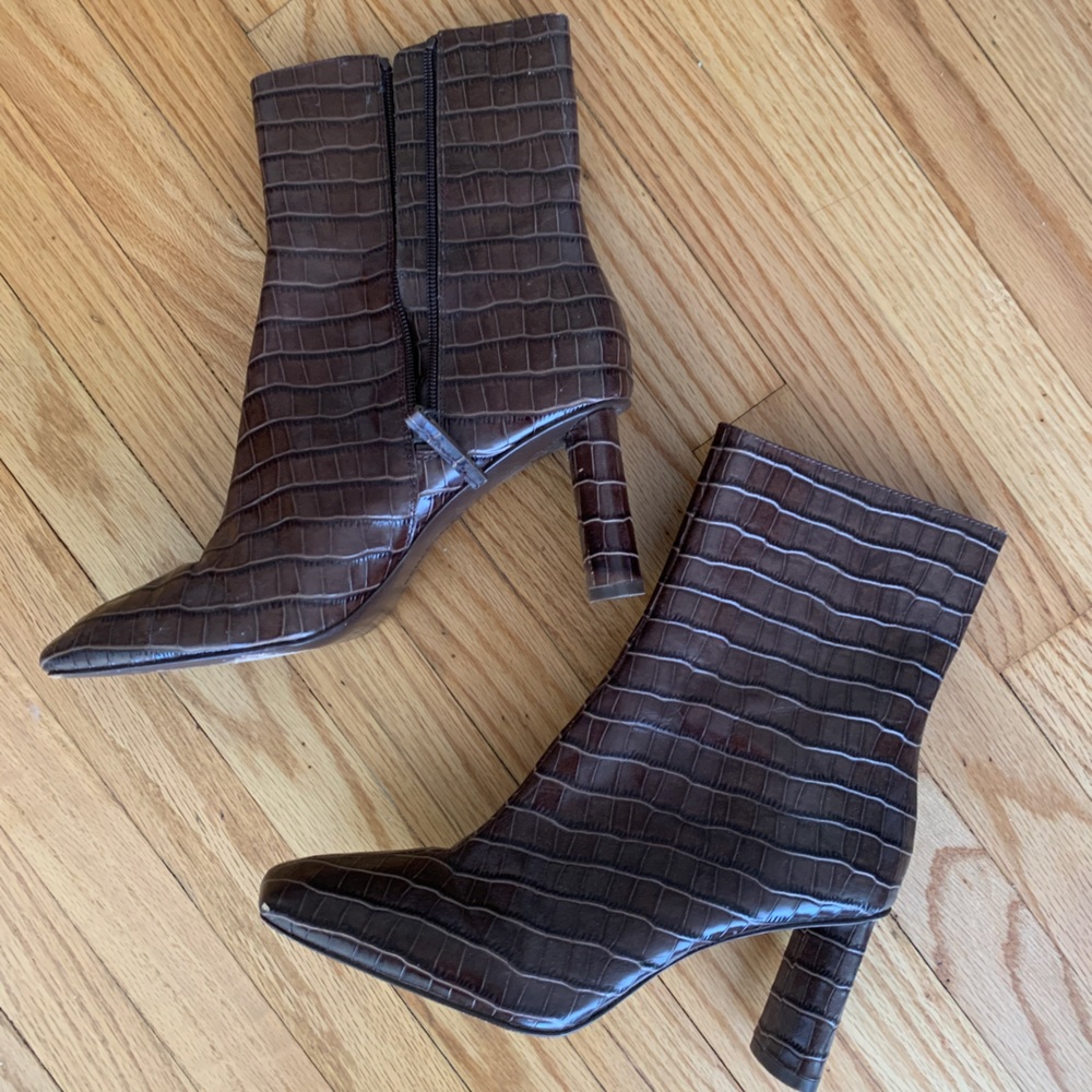 Brown Croc Reformation Boots - Size 9